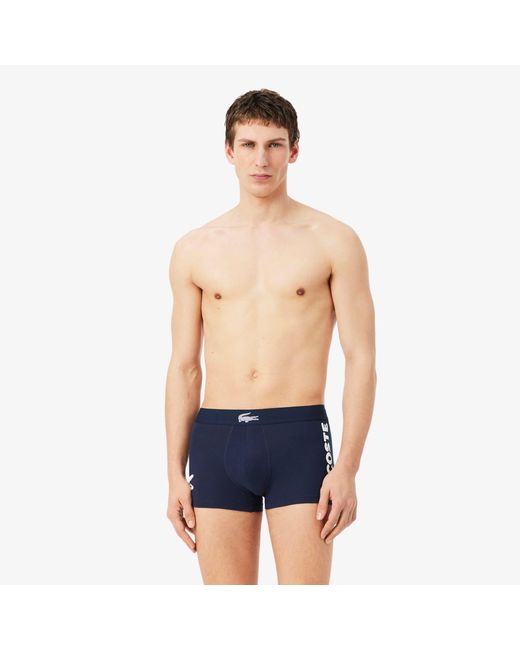 Lacoste Blue 3-Pack Stretch Cotton Trunks for men