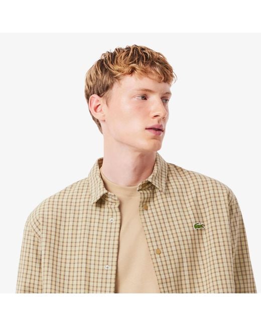 Lacoste Natural Oversized Heavy Cotton Plaid Overshirt for men