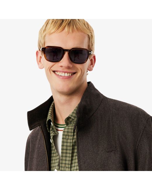 Lacoste Brown Wool Harrington Jacket for men
