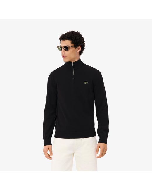 Lacoste Black Knit Zip Top for men