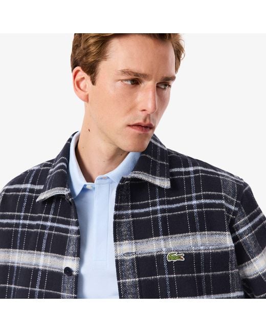 Lacoste Blue Cotton Plaid Overshirt for men
