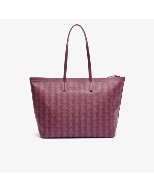Lacoste Purple Zely Grained Tote & Pouch