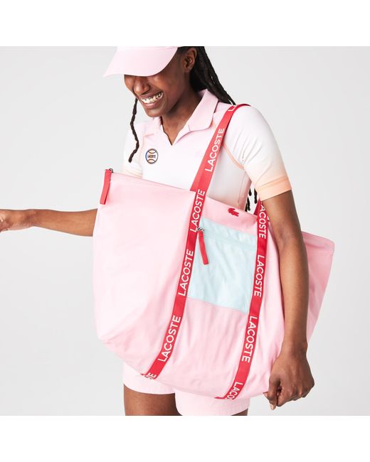 Lacoste Synthetic Izzie Branded Handles Colourblock Nylon Weekend Bag