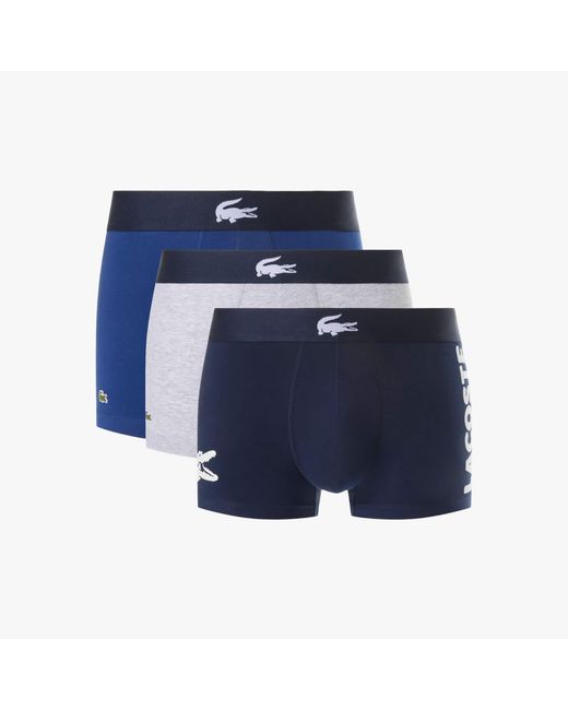 Lacoste Blue 3-Pack Stretch Cotton Trunks for men