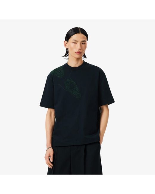 Lacoste Men's Black Runway Embroidered Crocodile T-Shirt