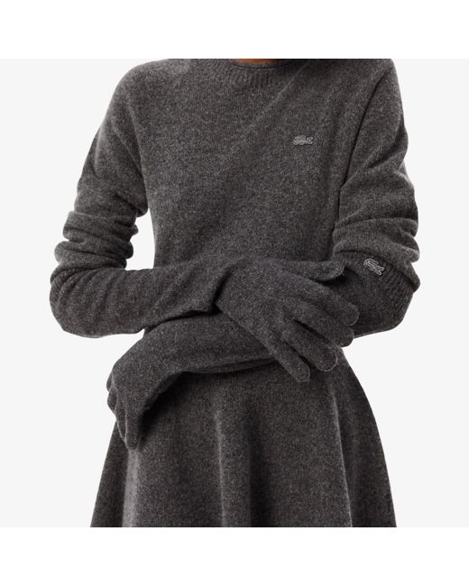 Lacoste Black Wool Jersey Gloves