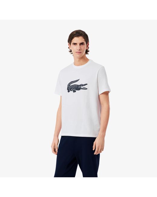 Lacoste White Printed Jersey Pajama Set for men