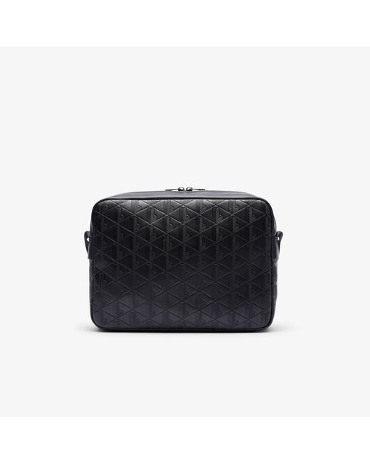 Lacoste Monogram Leather Reporter Bag in Black for Men Lyst