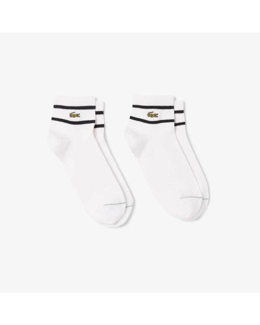 Lacoste White 2-Pack Striped Socks