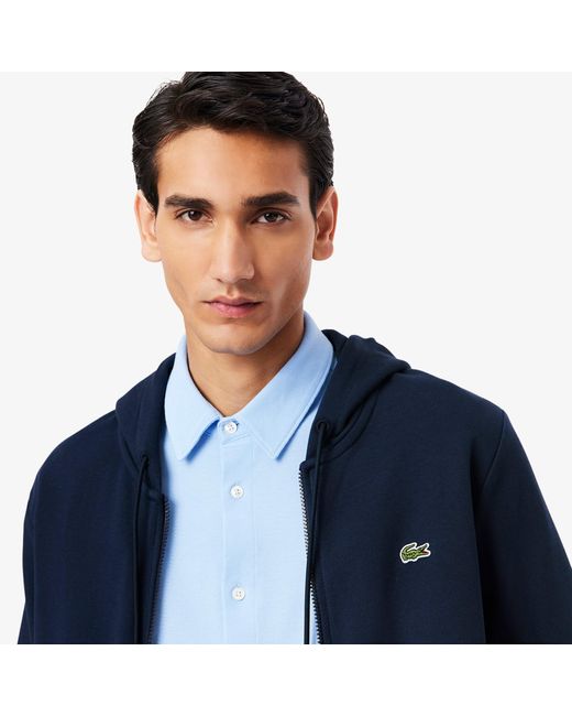 Lacoste Blue Classic Fit Zip-Up Fleece Sweatshirt for men
