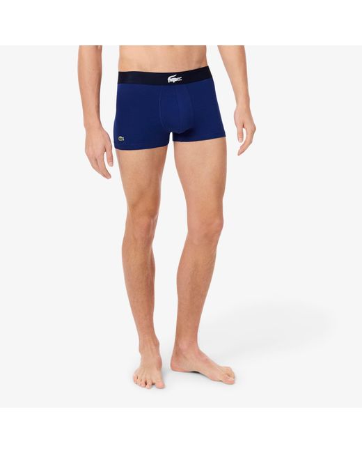 Lacoste Blue 3-Pack Stretch Cotton Trunks for men