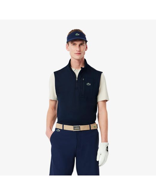 Lacoste Blue Half-Zip Layering Golf Vest for men