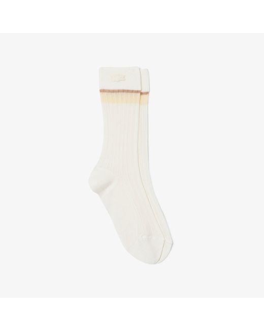 Lacoste White Runway Transparent Ribbed Socks