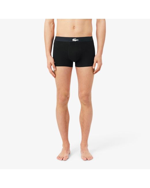 Lacoste Black 3-Pack Stretch Cotton Trunks for men