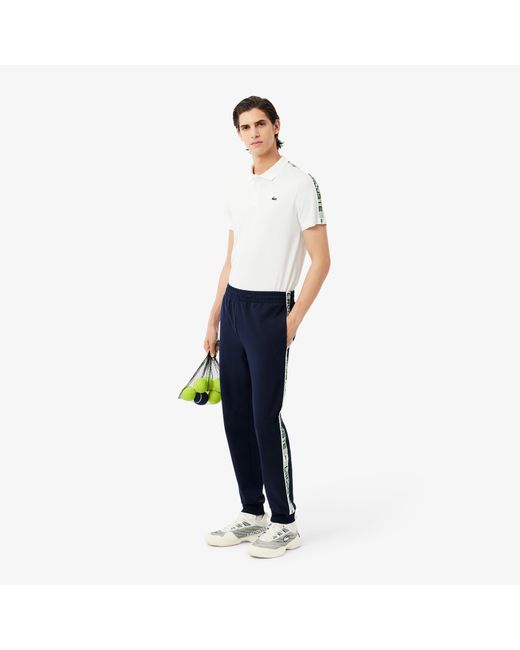 Lacoste White Tennis Logo Stripe Tracksuit Pants for men