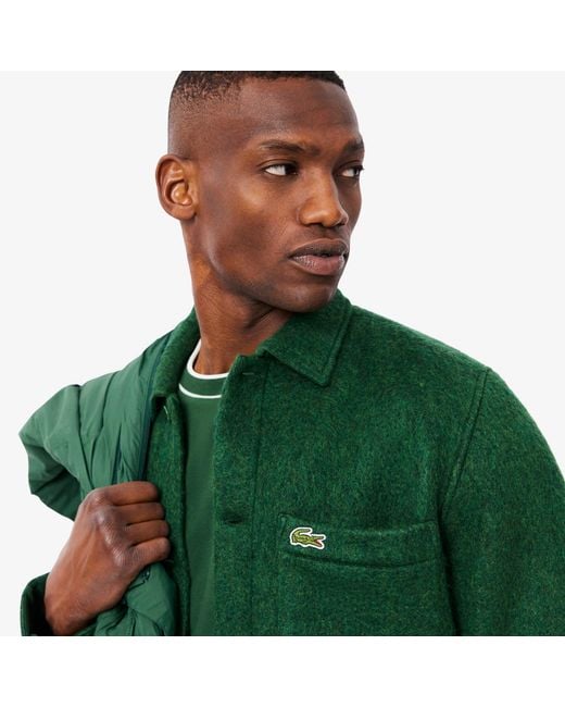 Lacoste Green Wool Blend Overshirt for men