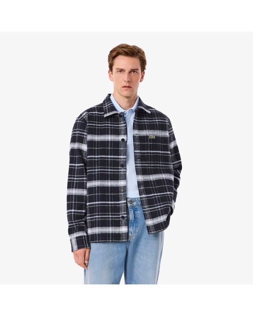 Lacoste Blue Cotton Plaid Overshirt for men