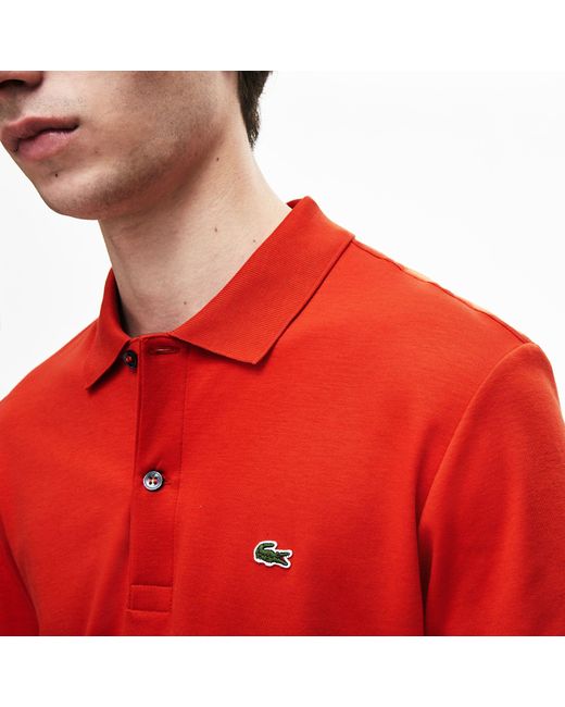 Lacoste Regular Fit Lightweight Cotton Polo in Orange for Men Lyst