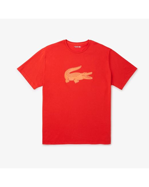Lacoste Red MenâS Sport Big Fit Breathable Logo T-Shirt for men
