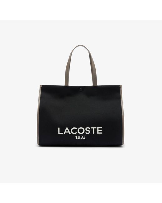 Lacoste Black Large Heritage Canvas Tote