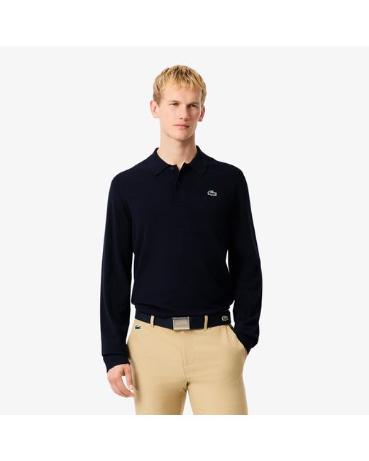 Lacoste Black Polo Collar Stretch Golf Sweater for men