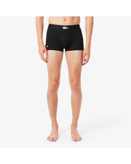 Lacoste Black 3-Pack Stretch Cotton Trunks for men