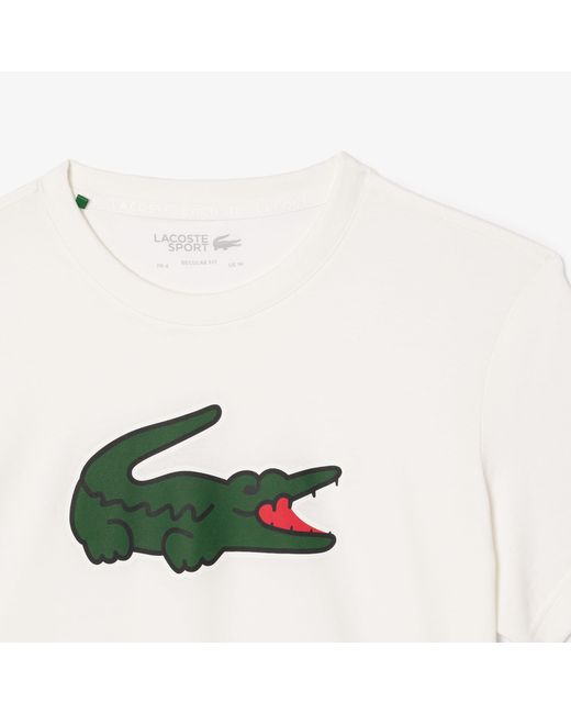 Lacoste White Ultra Dry Xxl Logo Sport T-Shirt for men