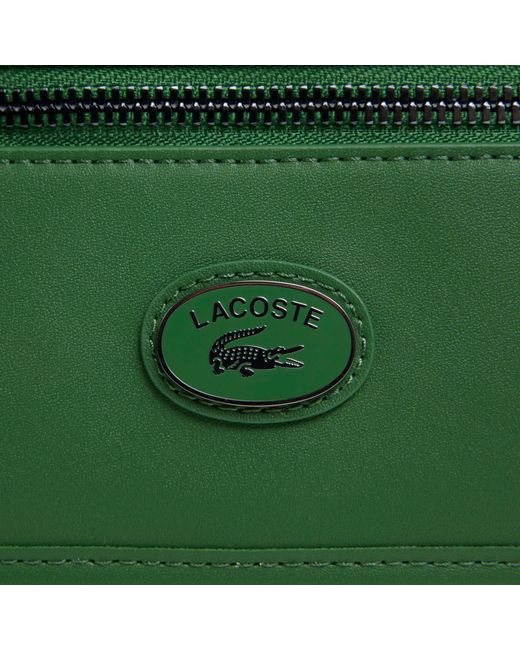 Lacoste Green Mini Monogram Leather Messenger Bag for men