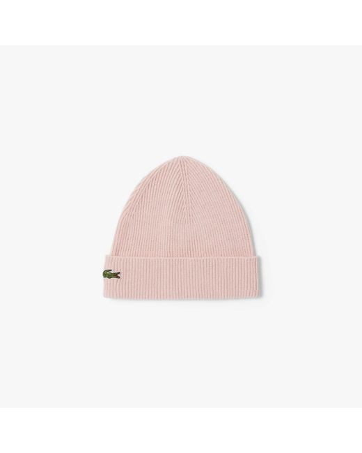 Lacoste Pink Wool Scarf & Beanie Gift Set