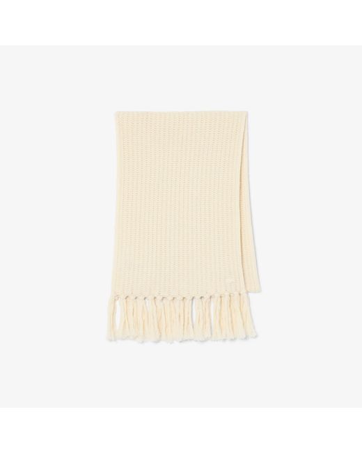 Lacoste Natural Fringed Wool Scarf