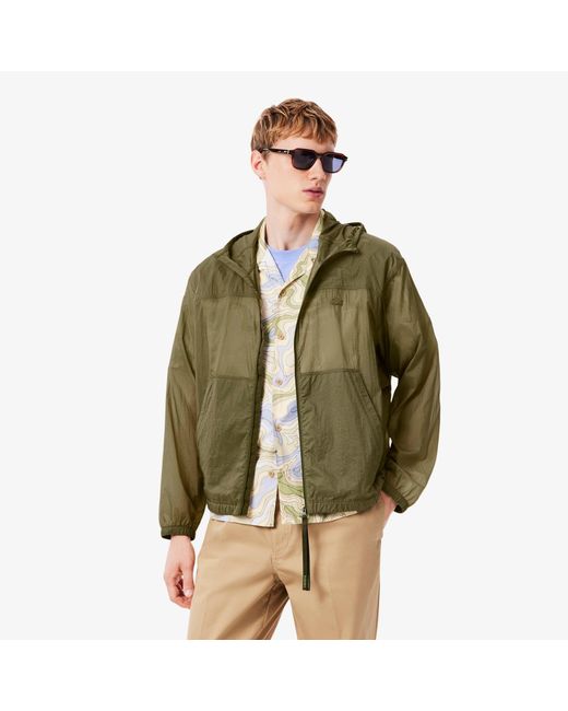 Lacoste Green Water-Repellent Nylon Jacket for men