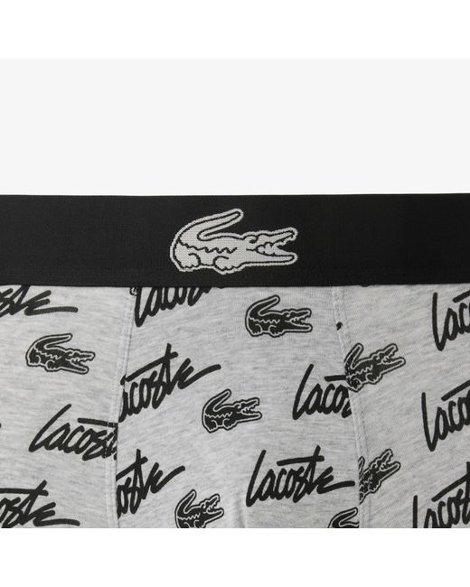 Lacoste Black Stretch Cotton All-Over Print Boxer Briefs for men