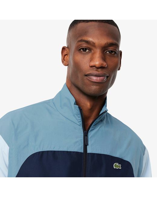 Lacoste Blue Water-Repellent Colorblock Track Jacket for men