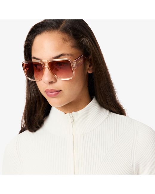 Lacoste White High-Neck 3D Ribbed Knit Sweater