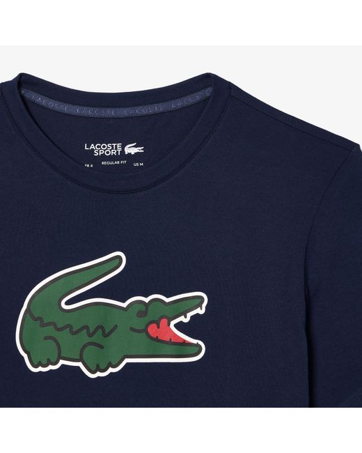 Lacoste Blue Ultra Dry Xxl Logo Sport T-Shirt for men