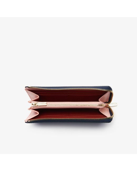 Lacoste Chantaco Piqué Leather 8 Card Wallet in Blue - Lyst