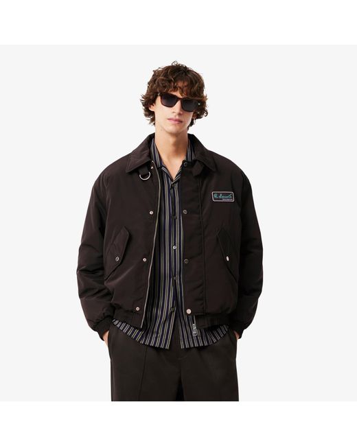 Lacoste Black Water-Repellent Aviator Badge Jacket for men