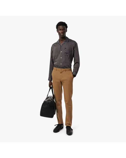 Lacoste Brown Slim Fit Stretch Cotton Pants for men
