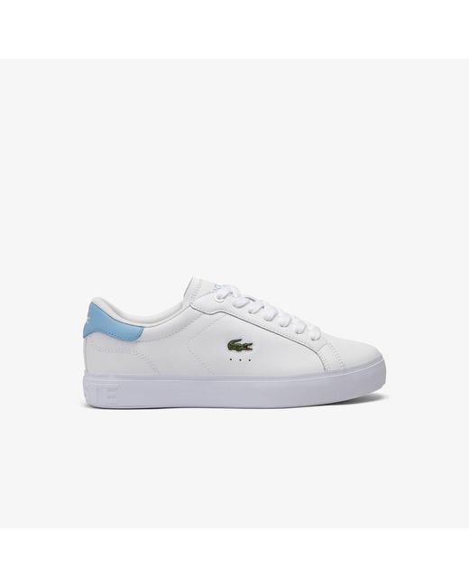 Lacoste White Powercourt Graphic Leather Sneakers