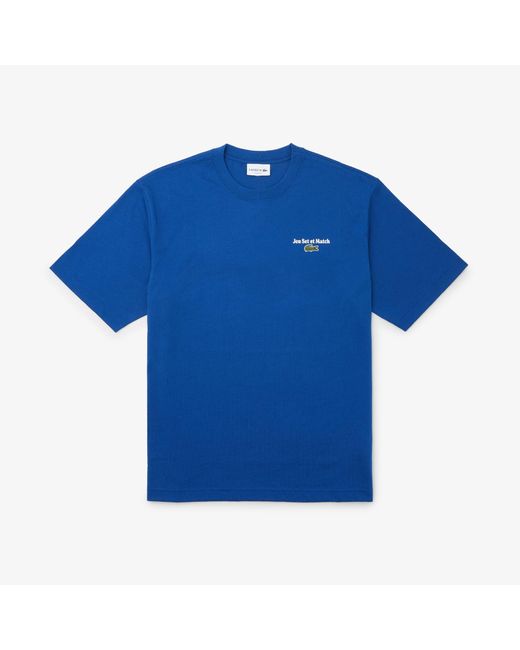 Lacoste Blue Loose Fit Heavy Jersey Printed T-Shirt for men