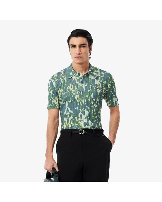 Lacoste Green Short Sleeve Graphic Print Polo Collar Sweater for men