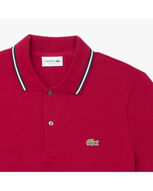 Lacoste Red Regular Fit Trim Accent L.12.12 Polo for men