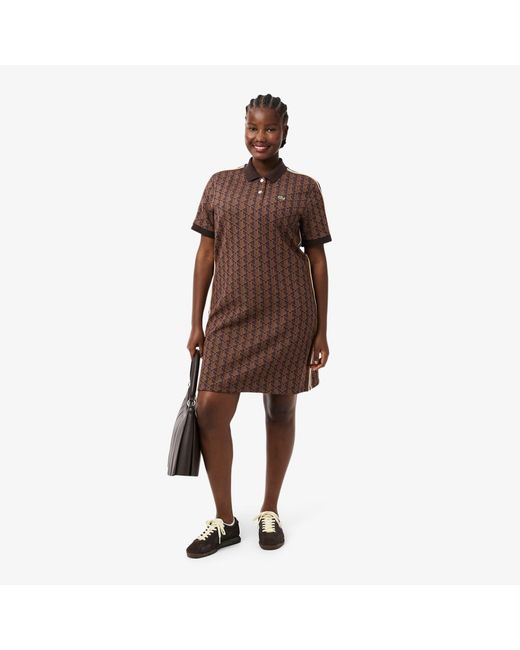 Lacoste Slim Fit Monogram Polo Dress in Red
