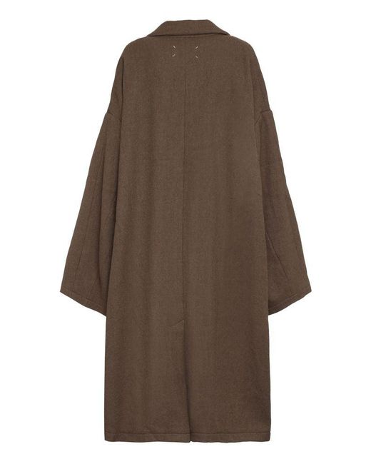 Maison Margiela Oversized Wool Coat in Natural | Lyst