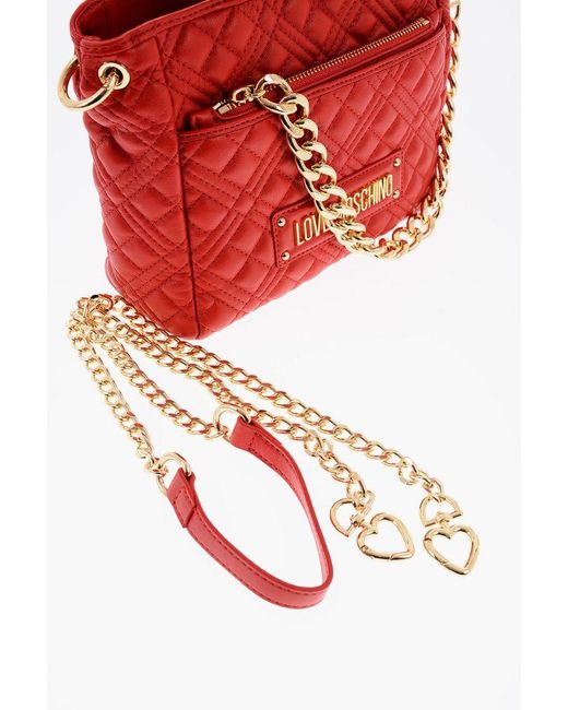 Moschino Love Faux Leather Quilted Mini Bag With Matching Pochette in Red |  Lyst