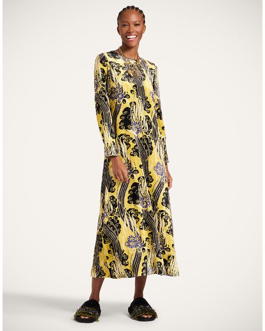 LaDoubleJ Metallic Long Sleeve Swing Dress