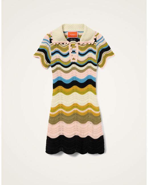 LaDoubleJ Natural Chevron Mini Dress