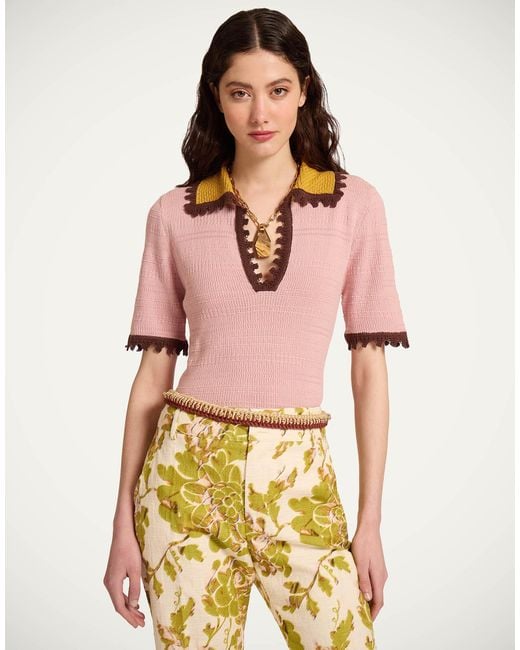 LaDoubleJ Multicolor Picket Polo Top