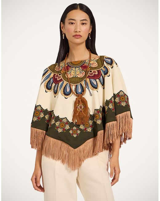 LaDoubleJ White Reversible Mini Poncho