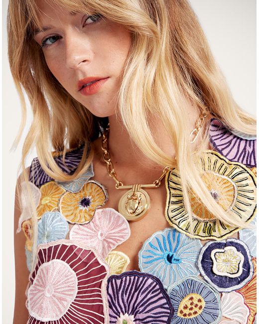 LaDoubleJ Multicolor V-Neck Scala Top